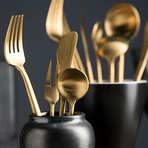 Homary 60 Pieces Brushed Gold Stainless Steel Flatware Set, Service for 12