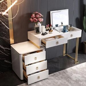 Homary Modern Makeup Vanity Expandable Dressing Table with Cabinet Mirror Included