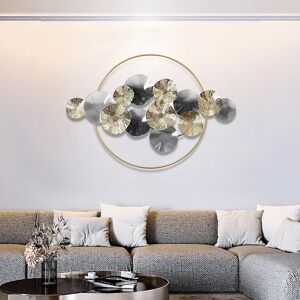 Homary Modern Light Luxury Gray Hollowed Leaves Metal Wall Decor
