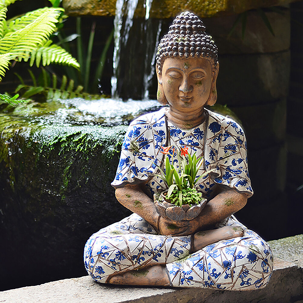 Homary Outdoor Garden Sleeping Buddha Statue Flower Pot Planter Magnesium Oxide Sculpture Decor