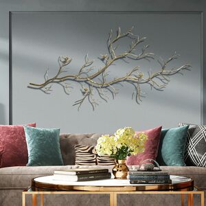 Homary Luxury Creative Metal Branch & Birds Wall Decor Home Art in Gold in Living Room Homary Luxury Creative Metal Branch & Birds Wall Decor Home Art in Gold in Living Room