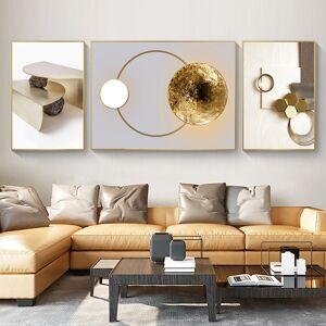 Homary 3 Piece White Gold Abstract Canvas Wall Art Set Modern Geometric Wall Decor Canvas Print 63" Wide for Living Room Homary 3 Piece White Gold Abstract Canvas Wall Art Set Modern Geometric Wall Decor Canvas Print 63" Wide for Living Room