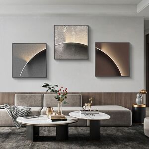 Homary 3 Pieces Modern Abstract Wall Decor Set Square Canvas Painting with Frame Living Room 1200mmW*400mmH*25mmD Homary 3 Pieces Modern Abstract Wall Decor Set Square Canvas Painting with Frame Living Room 1200mmW*400mmH*25mmD