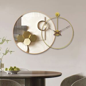 Homary Modern Gold Round Wall Clock Canvas Art Print Decor Art with Wood Pointer Homary Modern Gold Round Wall Clock Canvas Art Print Decor Art with Wood Pointer
