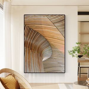 Homary Modern Geometric Lines Wall Decor Abstract River Painting Art Canvas Prints with Frame