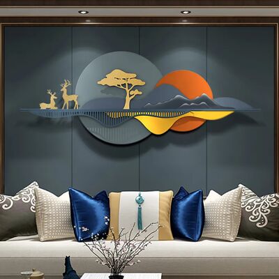 Homary 59" Modern 3D Unique Metal Nature Landscape Wall Decor Art for Living Room Bedroom Homary 59" Modern 3D Unique Metal Nature Landscape Wall Decor Art for Living Room Bedroom