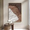 Homary Japandi Abstract Canvas Wall Art Painting Framed Wall Decor in White & Brown