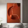 Homary Modern Orange Abstract People Wall Decor Person Painting Art with Frame Living Room