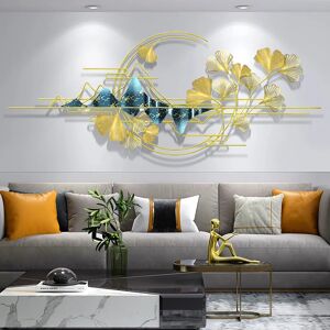 Homary 59.1" x 23.6" Modern Metal Ginkgo Leaves Wall Decor Art for Living Room