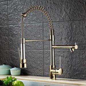 Homary Brewst Luxury Pull Out Sprayer Kitchen Faucet Single Hole Double Spout Solid Brass