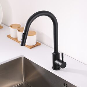 Homary Matte Black Touch Kitchen Faucet Stainless Steel Pull Out Spray Single Handle