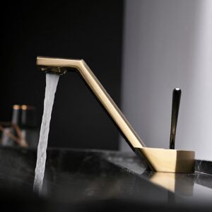 Homary Sink Faucet Aerated Stream Single Handle Solid Brass Brushed Gold