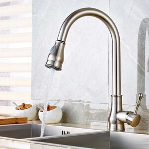 Homary Twenk Single Handle Pullout Spray Kitchen Faucet Swirling Spout in Brushed Nickel