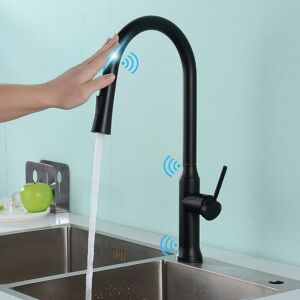 Homary Black Kitchen Faucet with Sprayer Pull Down Touch Faucet Single Handle Stainless Steel