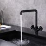 Homary Ruth Industrial Matte Black Single Hole Kitchen Faucet Brass Double Handle