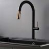 Homary Simple Pull Down Kitchen Faucet with Double Function Single Handle Black & Rose Gold