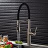 Homary Contemporary Single Hole 1-Handle Kitchen Faucet Pull-Out Spout in Brushed Nickel