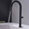 Homary Single Hole Pullout Gooseneck Kitchen Faucet Dual Functions in Black