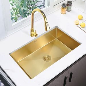 Homary 30'' Stainless Steel Kitchen Sink Rectangular Single Bowl in Gold