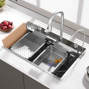 Homary 29" Drop-in Workstation Kitchen Sink with Faucet Single Bowl Stainless Steel