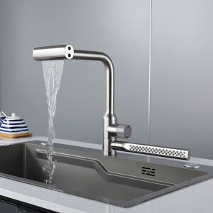 Homary 720° Rotating Pull-Out Design Kitchen Faucet Sliver 4 Modes Stainless Steel with Temperature Control