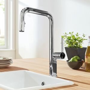 Homary Modern Stainless Steel Pull-Out Kitchen Faucet Chrome Finish