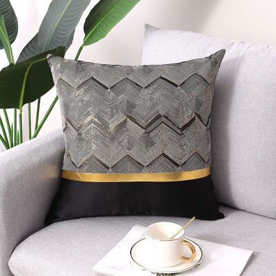 Homary 18'' x 18'' Modern Black & Gold Throw Pillow Cover Silk Cushion Protector Homary 18'' x 18'' Modern Black & Gold Throw Pillow Cover Silk Cushion Protector