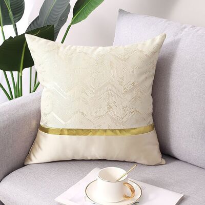 Homary 18'' x 18'' Modern Off White & Gold Throw Pillow Cover PU Leather Cushion Protector Homary 18'' x 18'' Modern Off White & Gold Throw Pillow Cover PU Leather Cushion Protector
