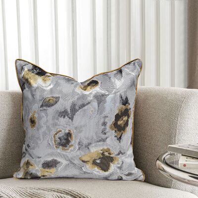 Homary Gold Simulated Silk Abstract Geometric Bloom Pillowcase Gray Premium Pillow Cover Homary Gold Simulated Silk Abstract Geometric Bloom Pillowcase Gray Premium Pillow Cover