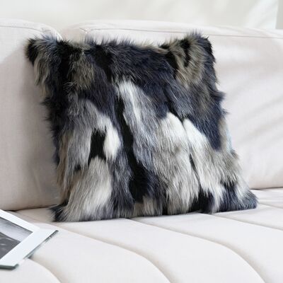 Homary Modern Blue and Gray Faux Fur Throw Pillowcase Black velvet Throw Pillow Cover Homary Modern Blue and Gray Faux Fur Throw Pillowcase Black velvet Throw Pillow Cover