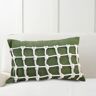 Homary Green Striped Corduroy Lumbar Pillow Cover White Knot Pillowcase