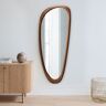 Homary Rustic Asymmetrical Mirror Full Length Wall Mirror Wood Frame in Walnut