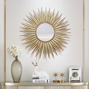 Homary 33.7" Luxury Creative Gold Sunburst Large Metal Wall Mirror Decor Art for Living Room