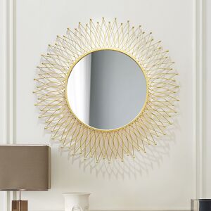 Homary Modern & Luxury Round Gold Sun Metal Wall Mirror Decorative Art