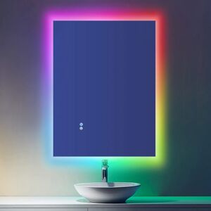 Homary 24" x 32" Frameless Rectangular RGB LED Bathroom Vanity Mirror Anti-Fog Backlit