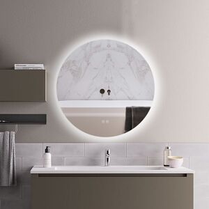 Homary 24" Frameless Round LED Bathroom Vanity Mirror Acrylic Anti-Fog Wall Mirror