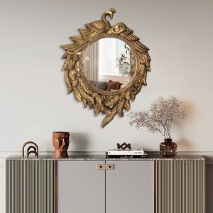 Homary 29" Traditional Peacock Wall Mirror Abstract Resin Decor Art Living Room in Bronze
