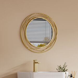 Homary Modern Luxury Large Round Gold Bathroom Mirror 60cm x 60cm