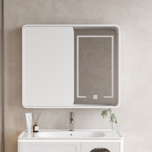 Homary 31.5" LED Medicine Cabinet Wall-mounted Bathroom Mirror Matte White