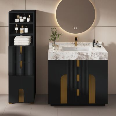 Homary Artis 59" Tall Bathroom Storage Cabinet & 36" Single Vanity Set Homary Artis 59" Tall Bathroom Storage Cabinet & 36" Single Vanity Set