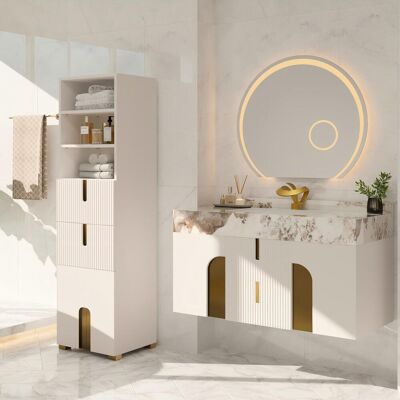 Homary Artis 36" Single Bathroom Vanity & 59" Bathroom Storage Cabinet Set Homary Artis 36" Single Bathroom Vanity & 59" Bathroom Storage Cabinet Set
