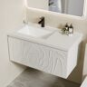 Homary 35" White Wall Mounted Hand Carved Bathroom Vanity with Drawers & Doors