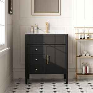Homary 30'' Black Modern Freestanding Bathroom Vanity with Sink