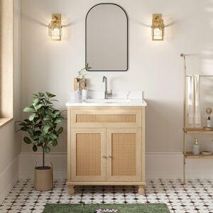 Homary 29.9" Freestanding Bathroom Vanity With Sink Sintered Stone Top with Ceramic Vessel Sink & Drawer