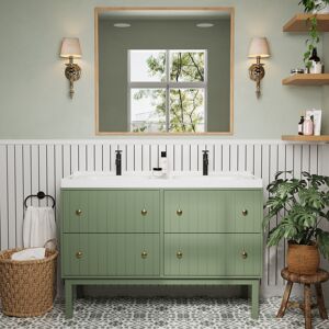 Homary Bathroom Vanity Set 48" Freestanding Bathroom Vanity Green with Double Sinks