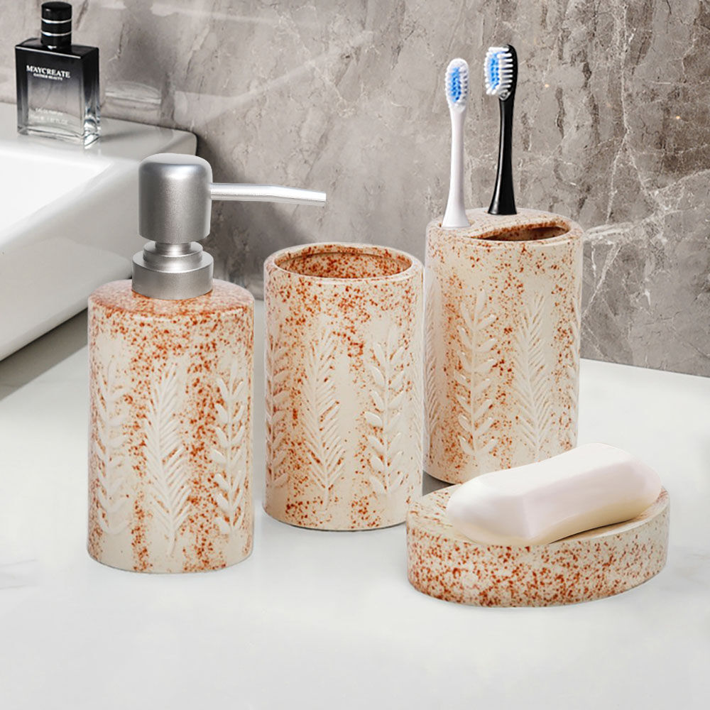 Homary 4 Piece Bathroom Accessories Set Soap Dispenser Toothbrush Holder Tumbler Soap Dish