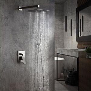 Homary Modern 12" Wall Mounted Shower System with Handheld Shower Pressure Balance Valve