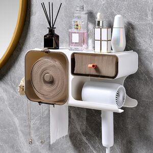 Homary Bathroom Wall Mounted Double-Layer Tissue Box Toilet Paper Holder with Tray Top & Drawer
