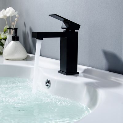 Homary Vland Modern Single Handle 1-Hole Deck-Mount Matte Black Square Sink Faucet Homary Vland Modern Single Handle 1-Hole Deck-Mount Matte Black Square Sink Faucet