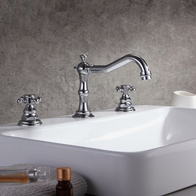 Homary Chester Traditional Double Handle Bathroom Widespread Sink Faucet Victorian Spout Homary Chester Traditional Double Handle Bathroom Widespread Sink Faucet Victorian Spout